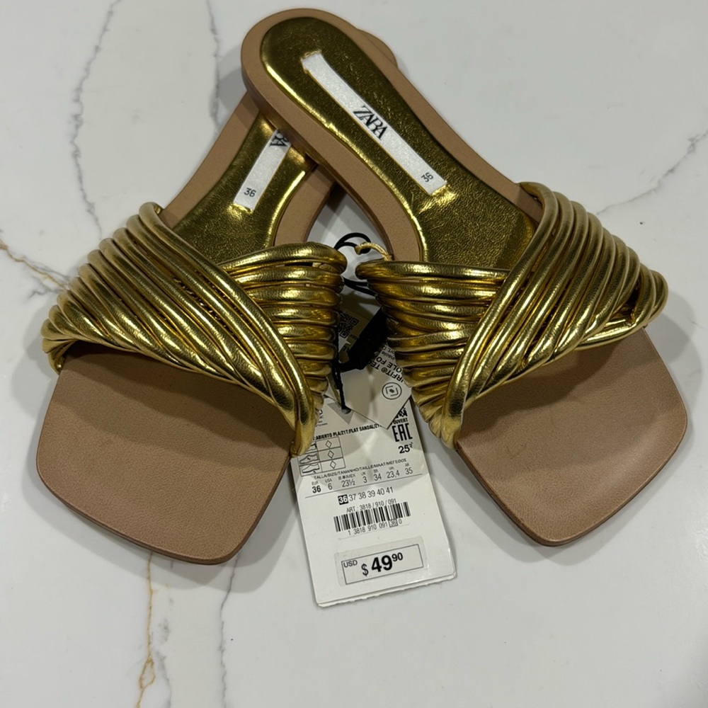 Zara gold sandals